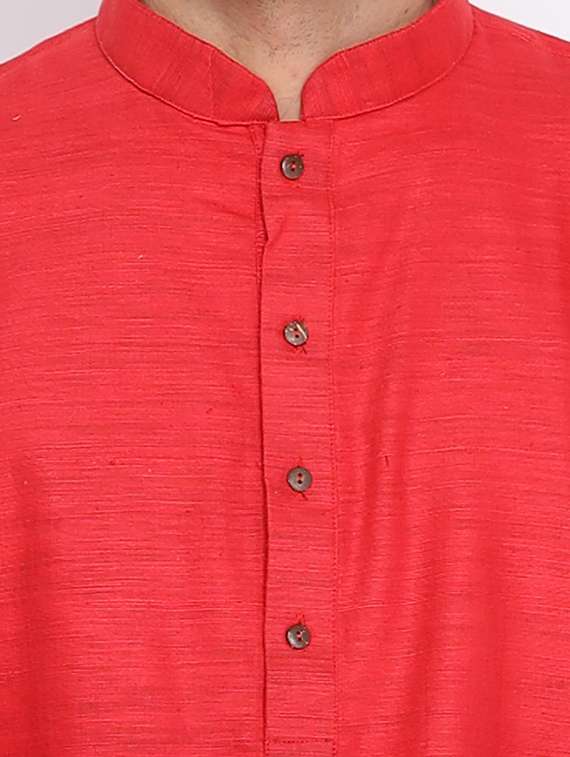 mandarin neck solid long kurta - 18677926 - Standard Image - 3