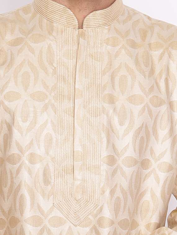 mandarin neck self designed long kurta - 18677928 -  Standard Image - 3