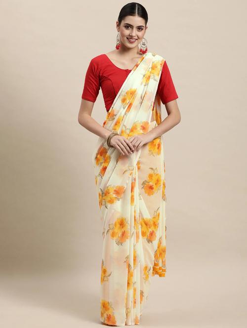 floral printed saree with blouse - 18678801 -  Standard Image - 0