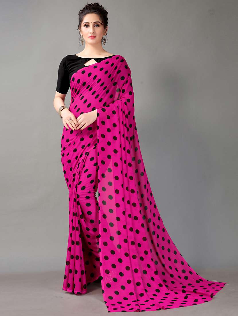 pink georgette printed saree with blouse - 18682752 - Zoom Image - 0
