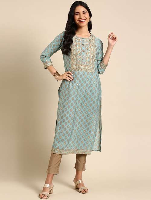 women's straight kurta - 18682981 - Standard Image - 0