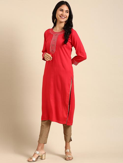 women's straight kurta - 18683016 -  Standard Image - 0
