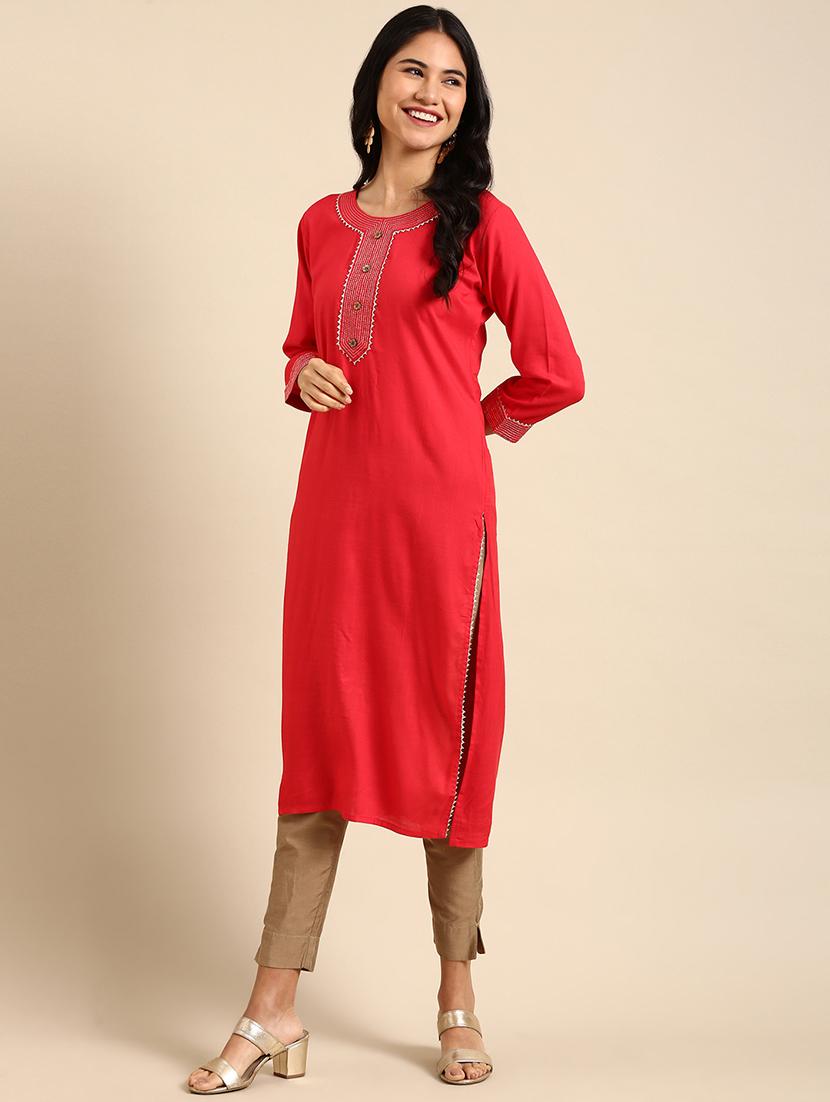 women's straight kurta - 18683016 -  Zoom Image - 0
