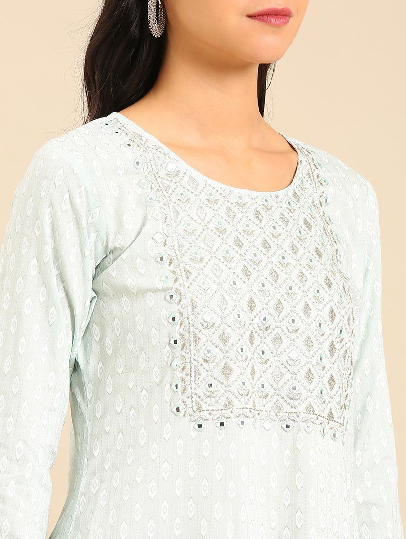 green cotton straight kurta - 18683149 - Standard Image - 3