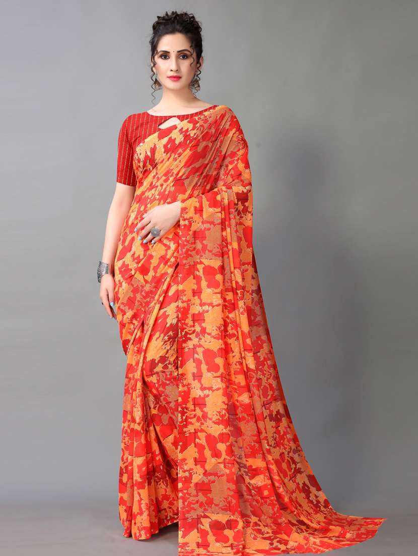 women's abstract red colored saree - 18683202 - Zoom Image - 0