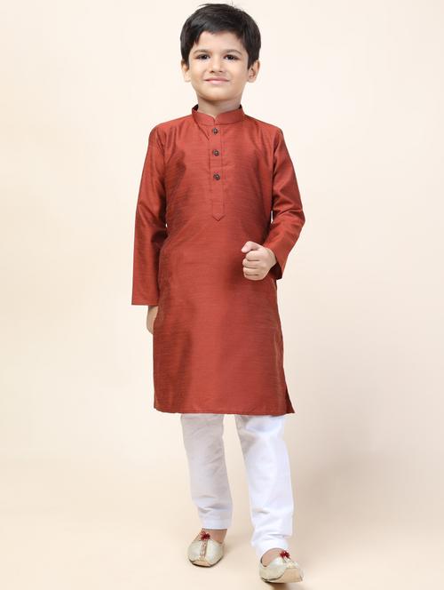 boys solid kurta set - 18683222 - Standard Image - 0