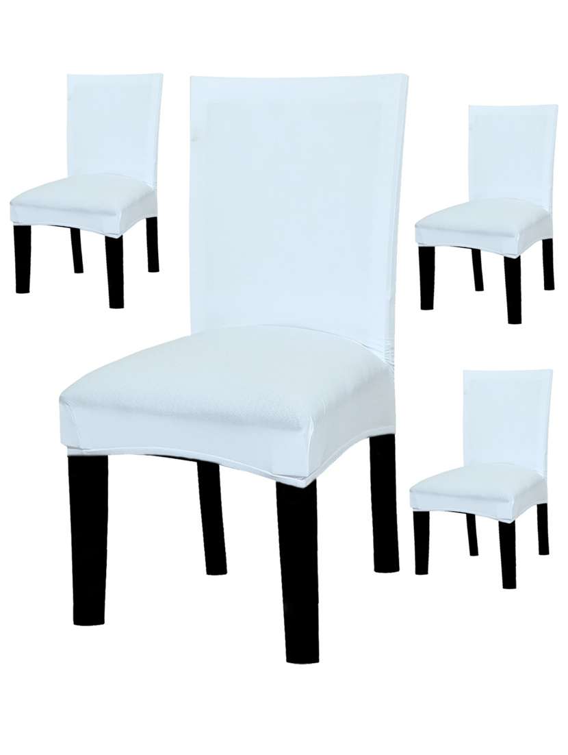 polyester elastic stretch removable washable solid short dining chair seat cover protector slipcover set of 4