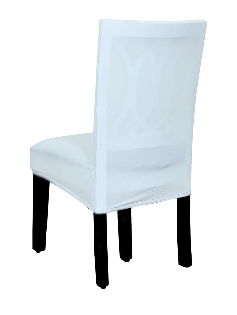 polyester elastic stretch removable washable solid short dining chair seat cover protector slipcover set of 4 - 18685736 -  Standard Image - 3