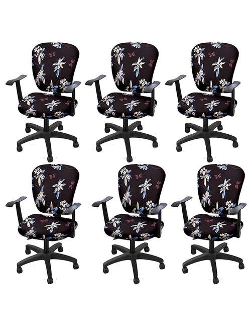polyester snapdex office chair cover, washable chair slipcover (black flower, 6) - 18685751 -  Standard Image - 0