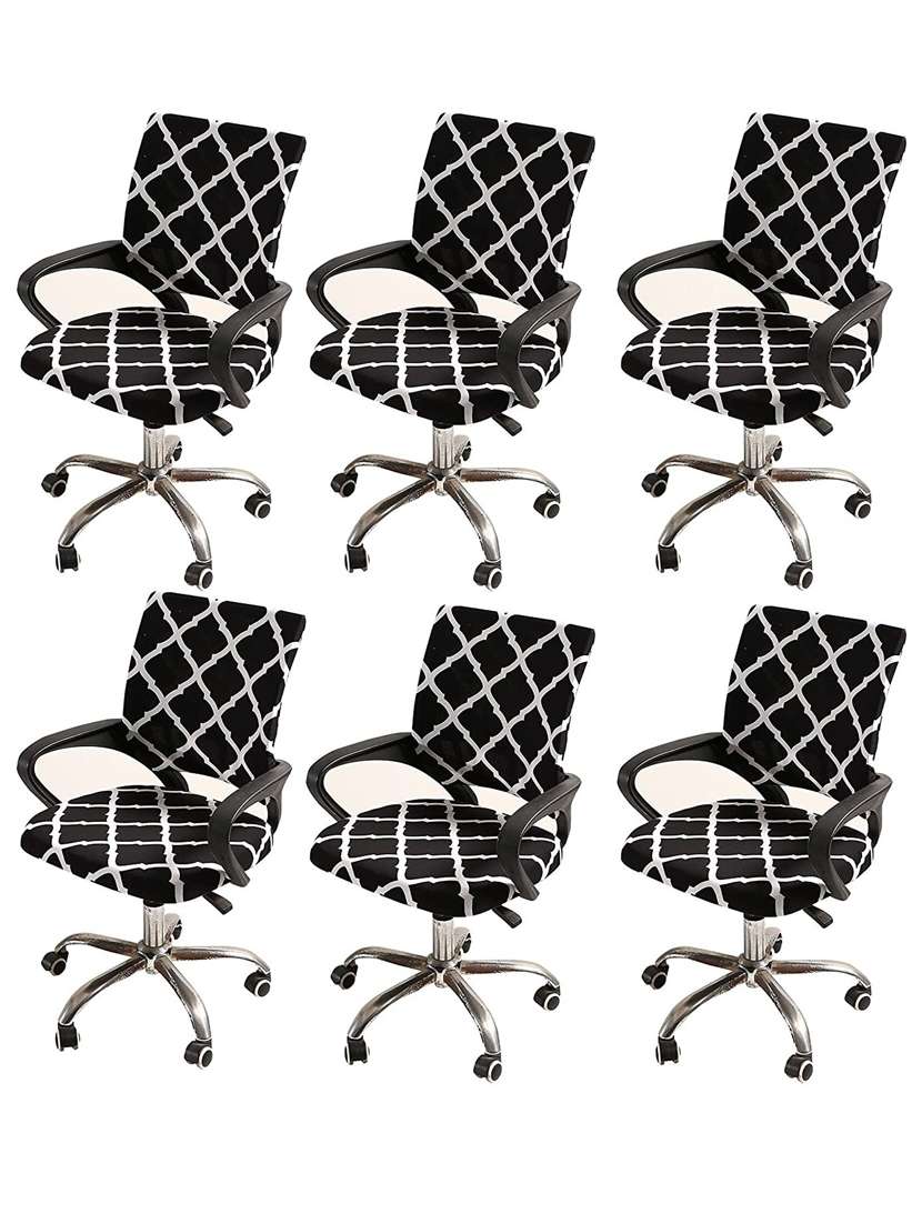 polyester snapdex office chair cover, washable chair slipcover (black diamond,6)