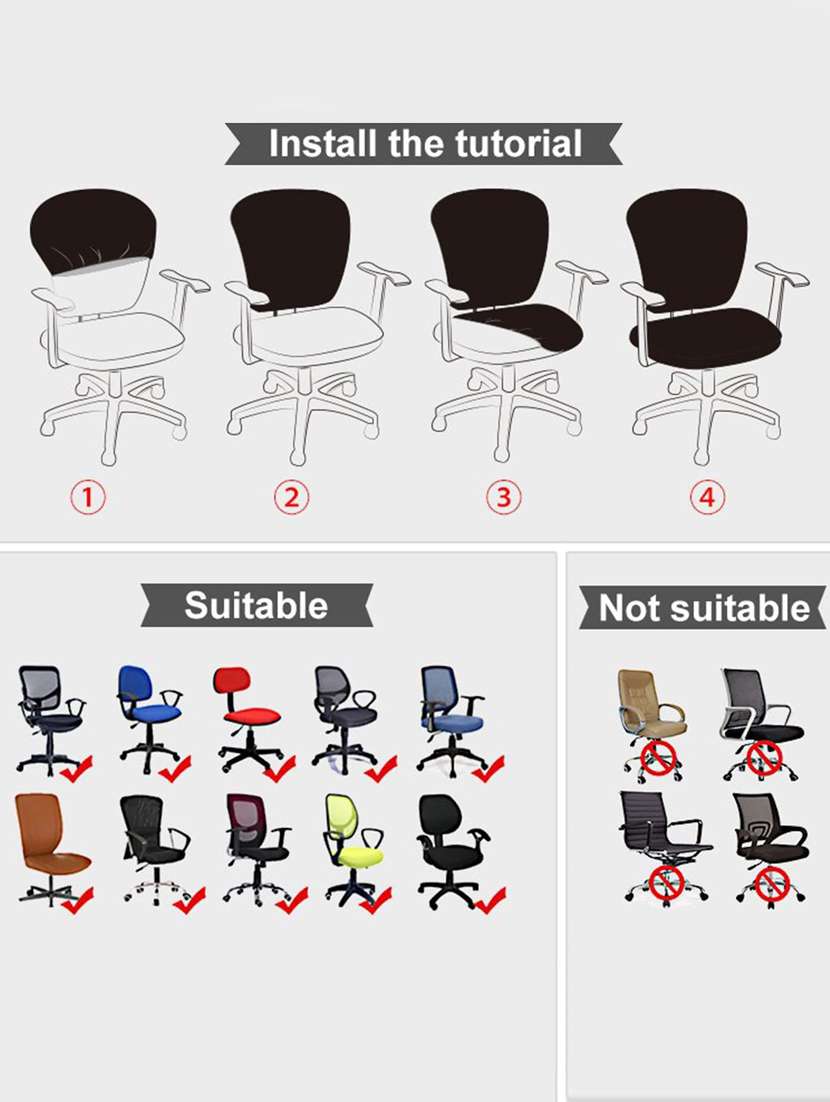 polyester snapdex office chair cover, washable chair slipcover (brown, 6) - 18685776 -  Standard Image - 3