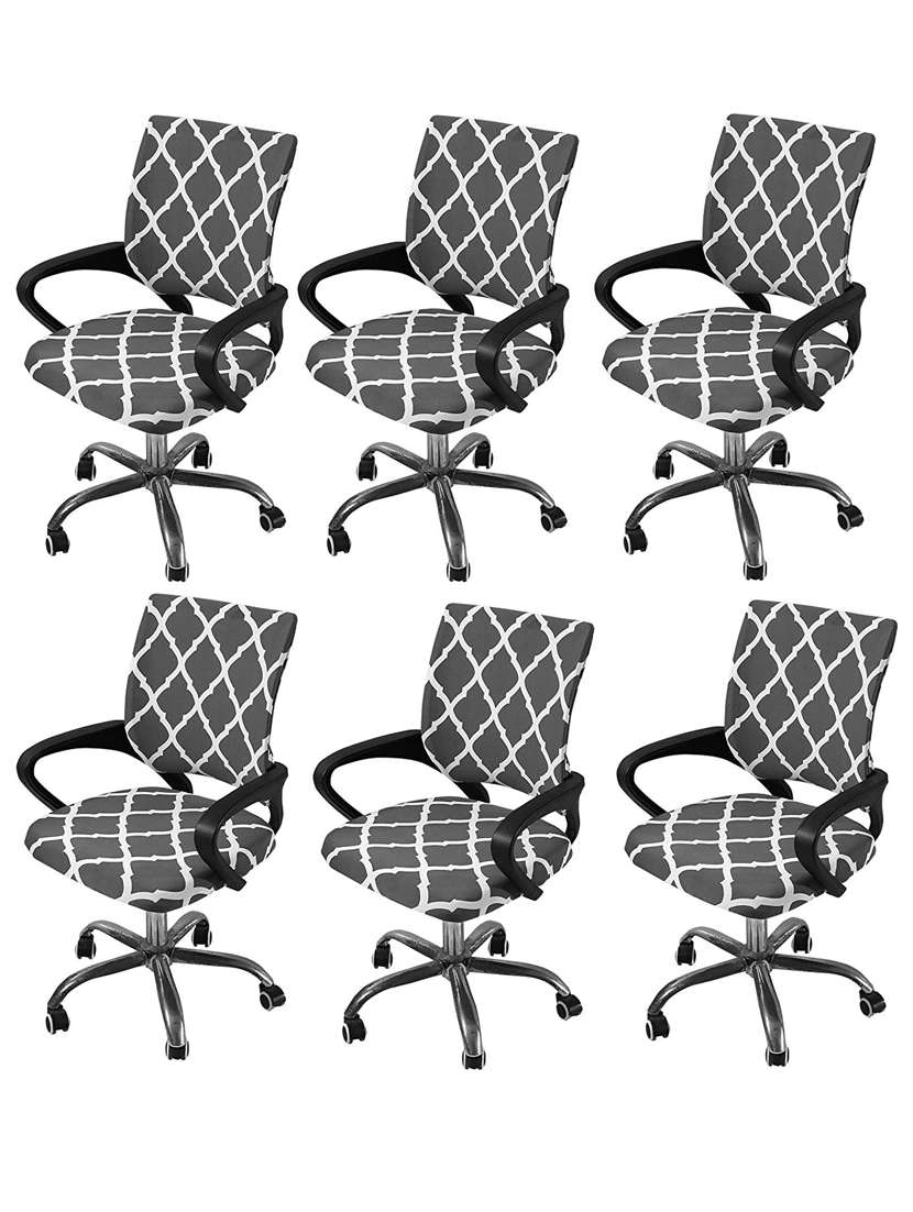 polyester snapdex office chair cover, washable chair slipcover (grey diamond, 6)