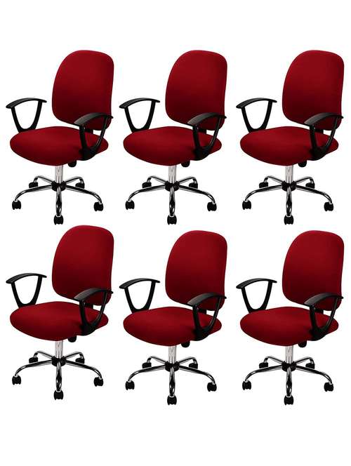 polyester snapdex office chair cover, washable chair slipcover (maroon, 6) - 18685783 -  Standard Image - 0