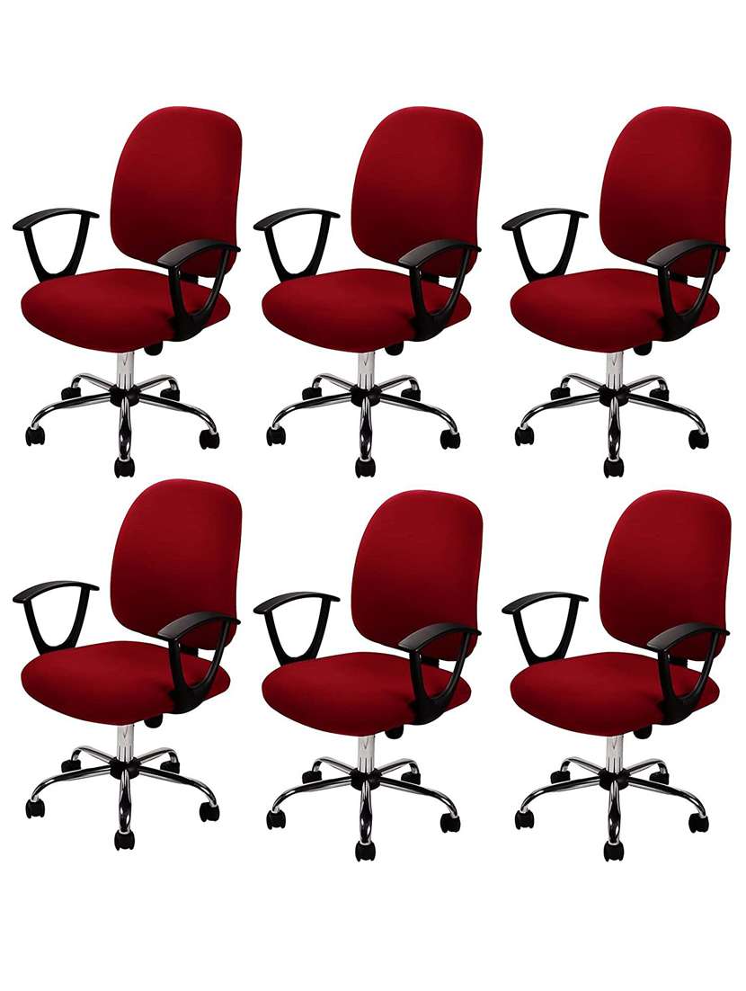 polyester snapdex office chair cover, washable chair slipcover (maroon, 6)