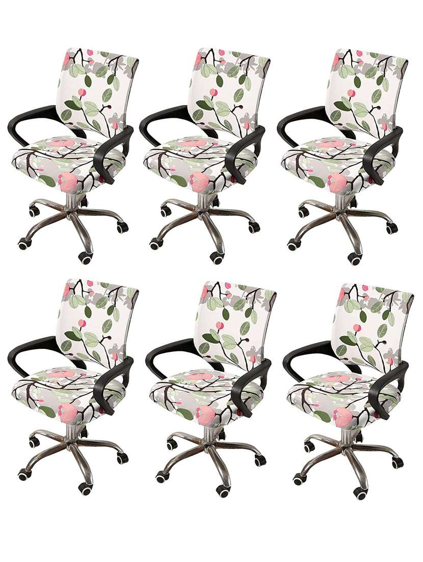 polyester snapdex office chair cover, washable chair slipcover (pink flower, 6)