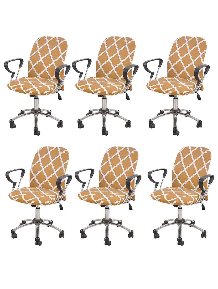 polyester snapdex office chair cover, washable chair slipcover (beige diamond, 6)