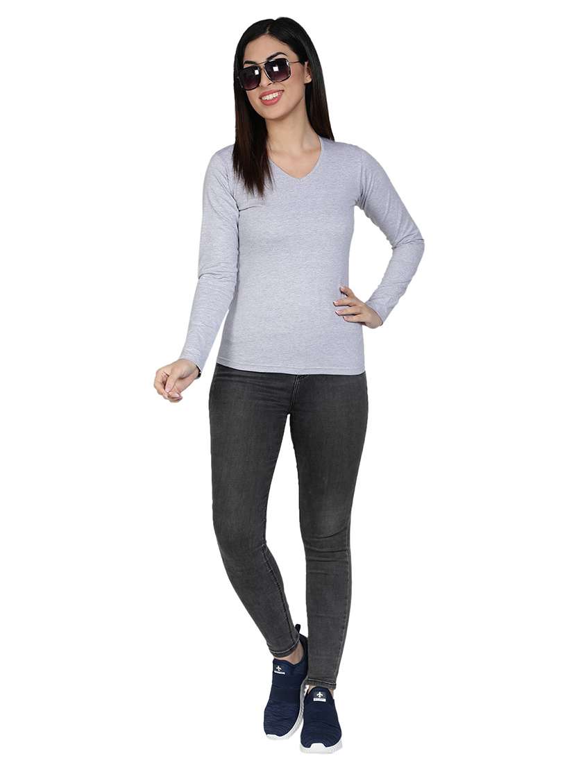 women's plain v neck t-shirt - 18686552 -  Standard Image - 3