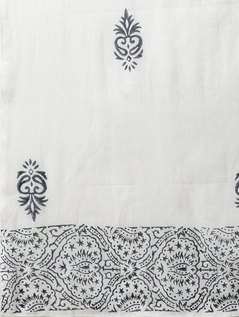 white printed anarkali kurta with dupatta - 18686842 - Standard Image - 5