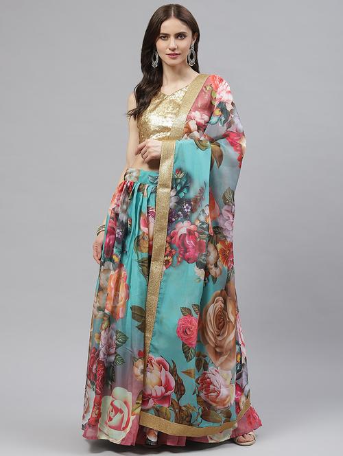 floral print flared lehenga - 18686852 -  Standard Image - 0