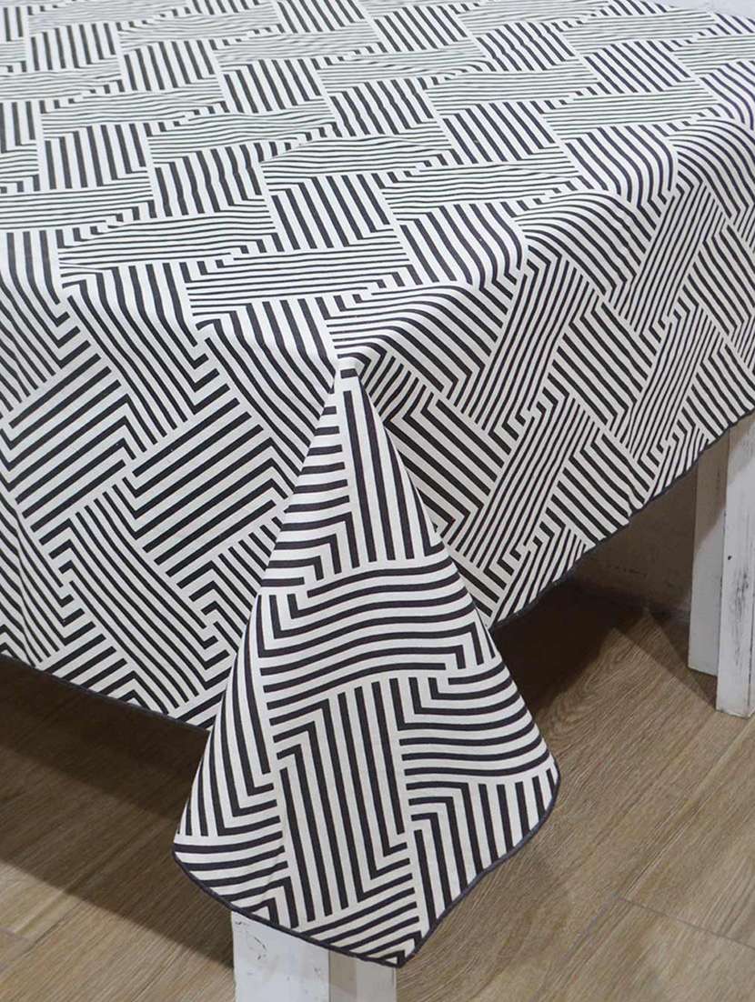 r home tablecloth 6 - 10 seater, large dining table, heavy eco printed blue beige cotton fabric,