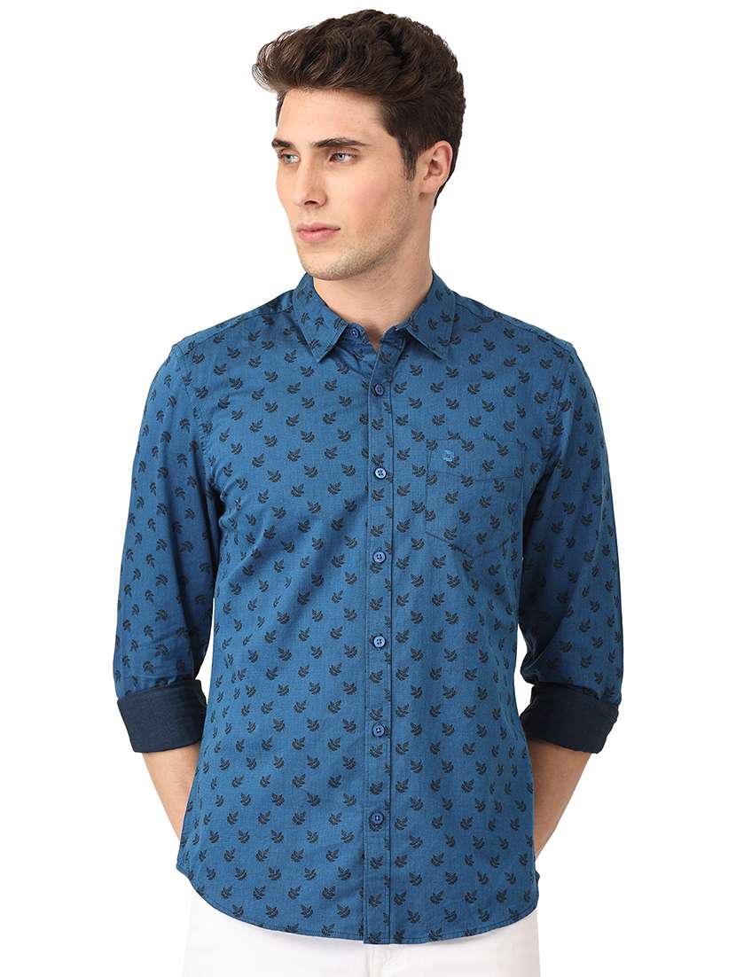 mens leaf print casual shirt
