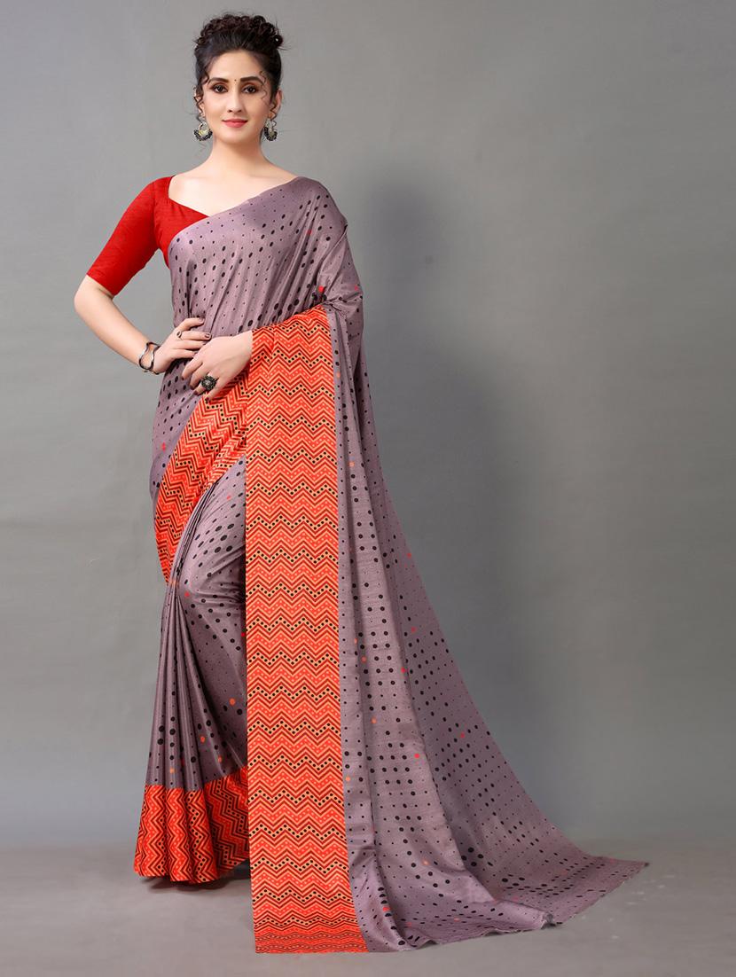 grey georgette printed saree with blouse - 18688036 - Zoom Image - 0