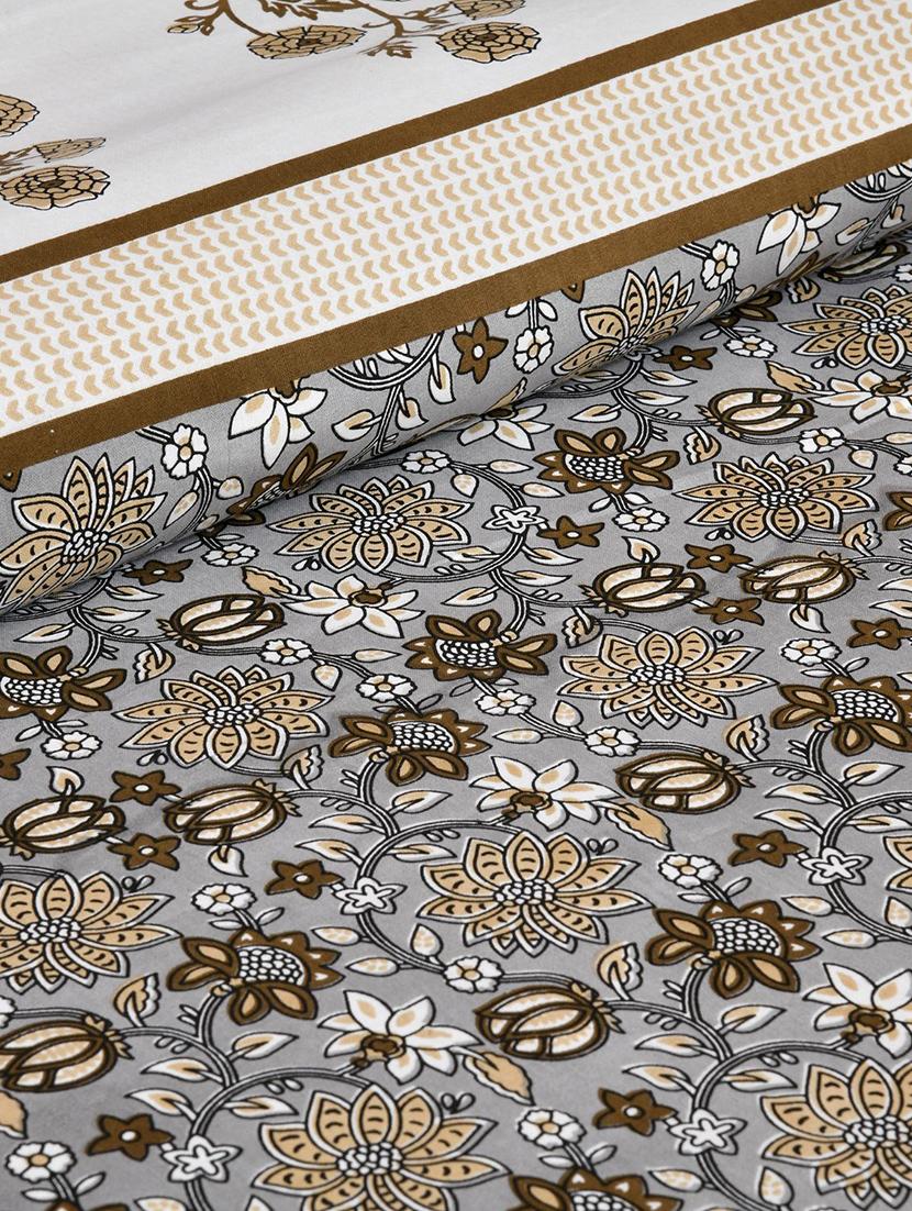 uniqchoice 180 tc grey color floral printed king size bedsheet with 2 pillow cover (eleg-04-grey) - 18688496 - Standard Image - 3