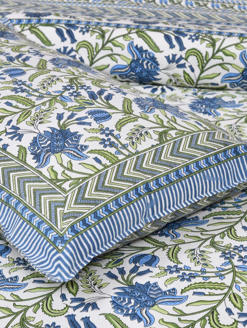 uniqchoice 180 tc blue color floral printed king size bedsheet with 2 pillow cover (eleg-17-blue) - 18688539 - Standard Image - 3