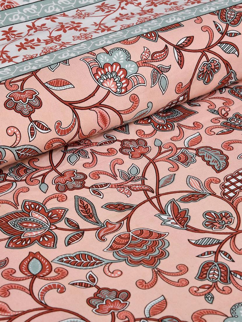 floral printed king size bedsheet with 2 pillow cover (eleg-18-beige) - 18688544 - Standard Image - 3