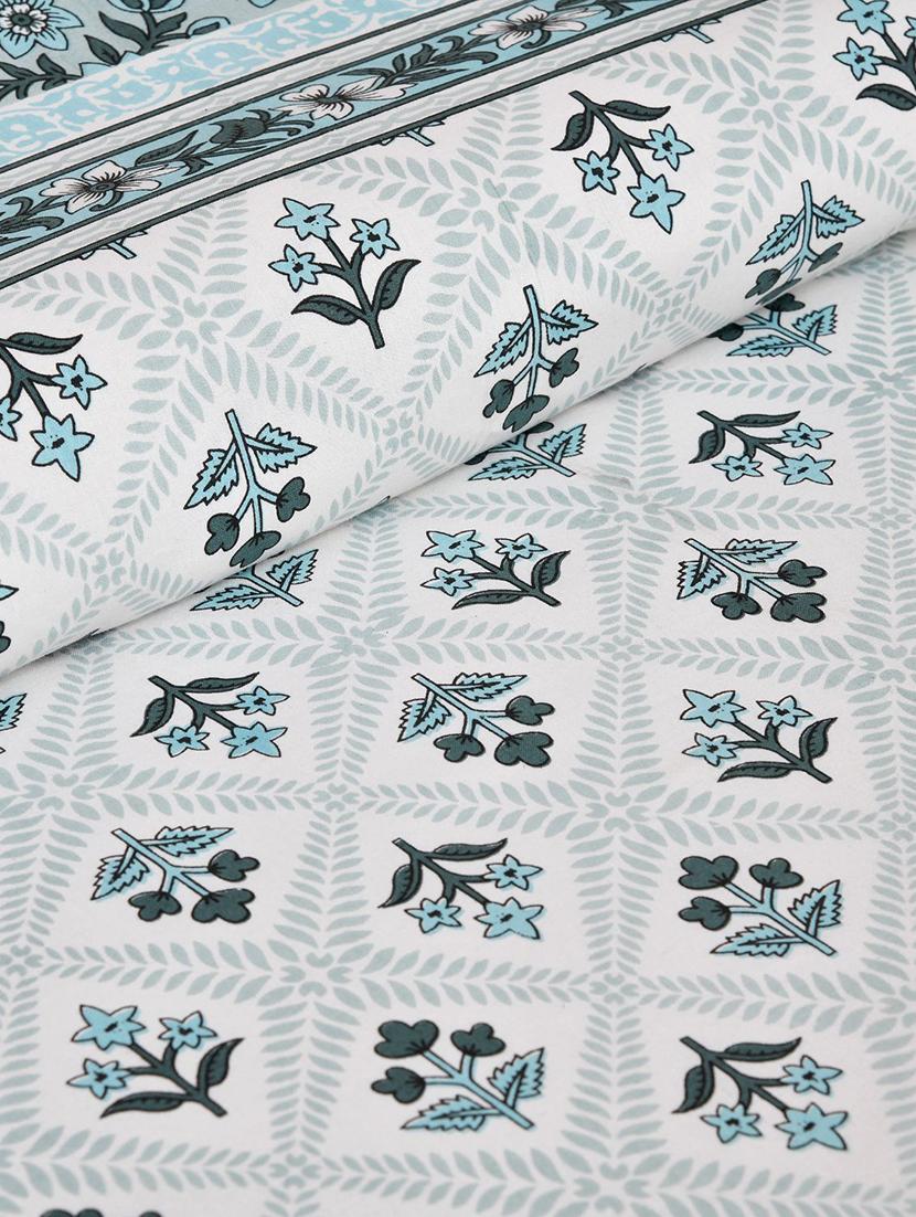 uniqchoice 180 tc blue color floral printed king size bedsheet with 2 pillow cover (eleg-19-blue) - 18688547 - Standard Image - 3