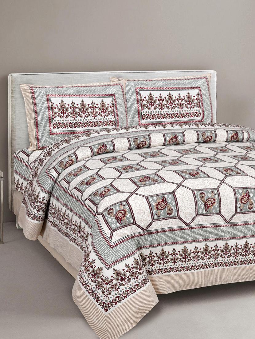 uniqchoice printed double bed sheet with 2 pillow cover - 18688559 -  Zoom Image - 0