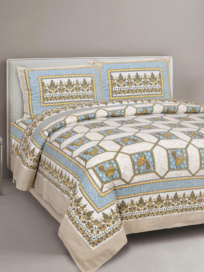 uniqchoice printed double bed sheet with 2 pillow cover - 18688561 -  Zoom Image - 0