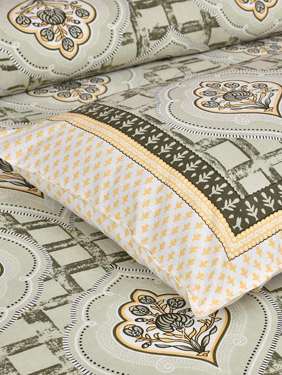 uniqchoice 180 tc green color floral printed king size bedsheet with 2 pillow cover (eleg-36-green) - 18688610 - Standard Image - 3