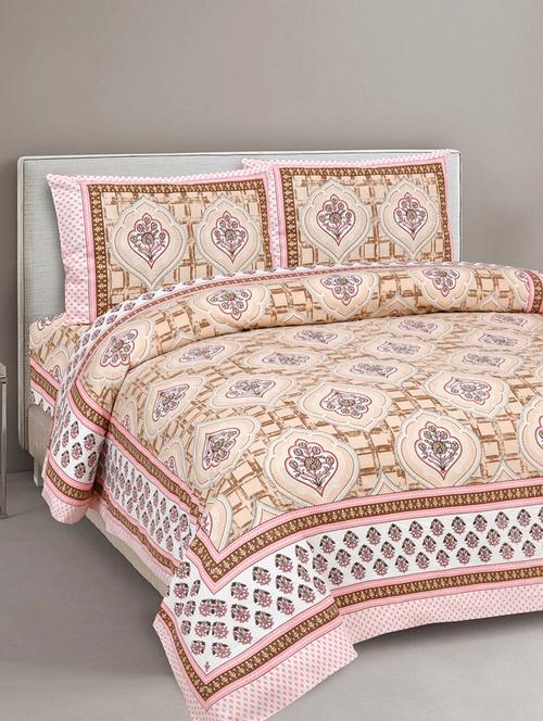 floral printed king size bedsheet with 2 pillow cover (eleg-36-green) - 18688611 -  Standard Image - 0