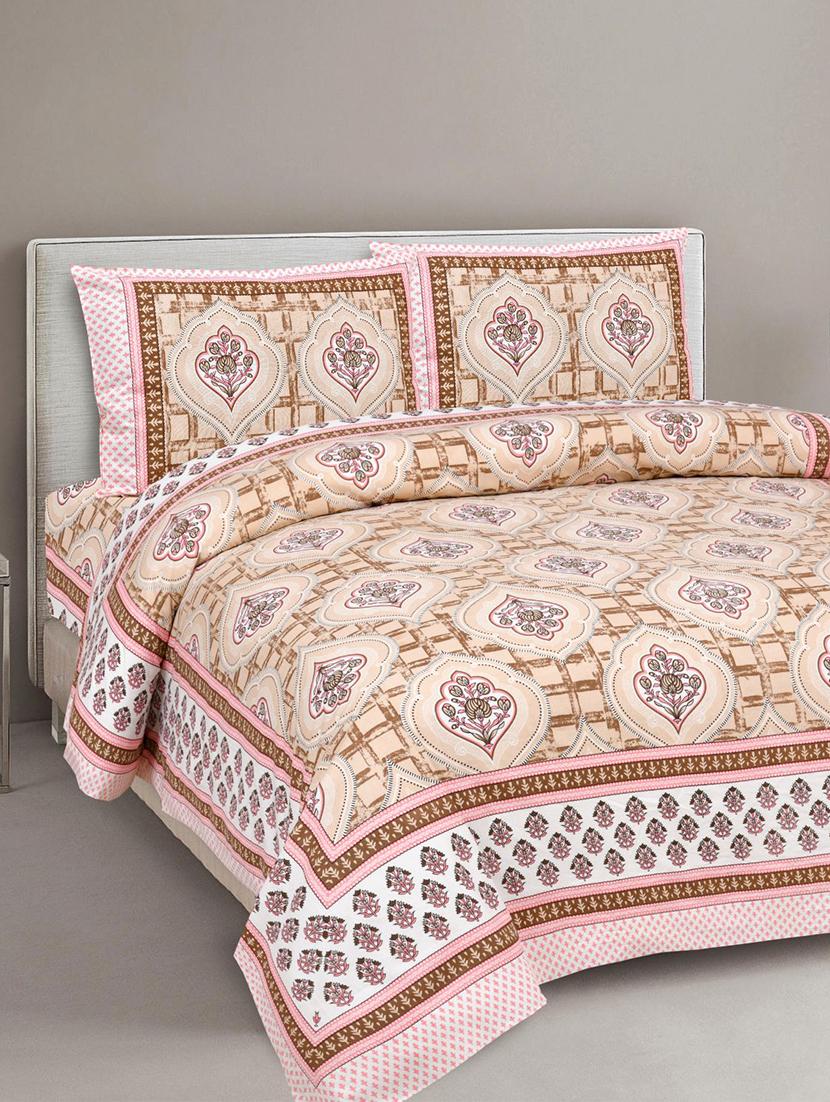 floral printed king size bedsheet with 2 pillow cover (eleg-36-green) - 18688611 -  Zoom Image - 0