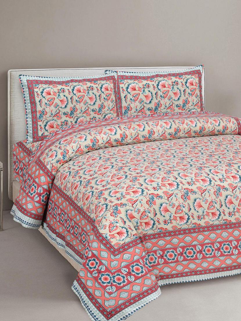 uniqchoice printed double bed sheet with 2 pillow cover - 18688616 -  Zoom Image - 0