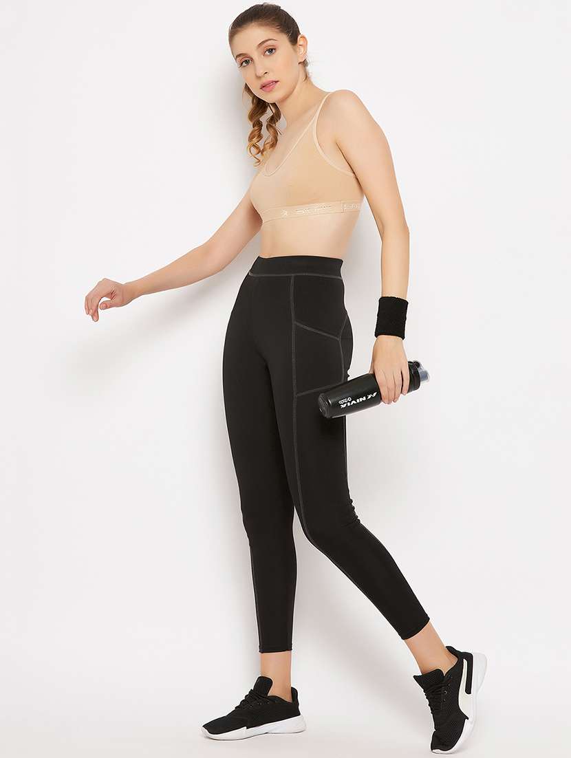 beige solid sports bra - 18688688 -  Standard Image - 3