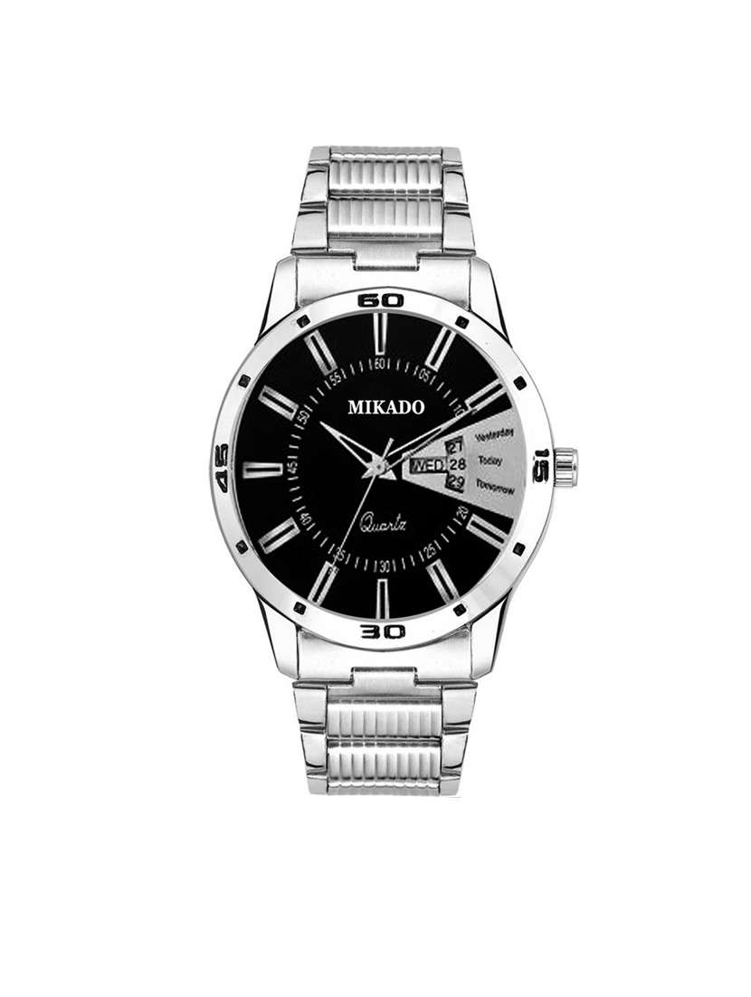 new men's black dial day and date function watch for men's