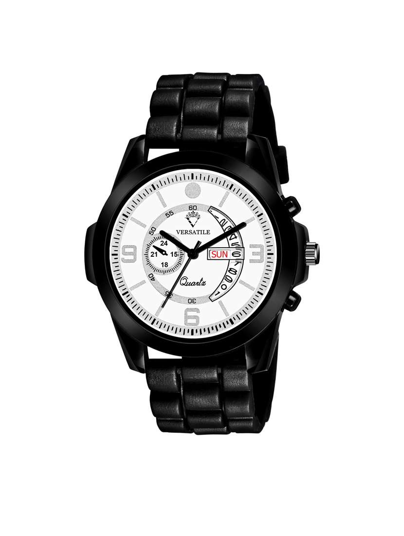 2022 white  day and date multi functional dial analog watch for men's