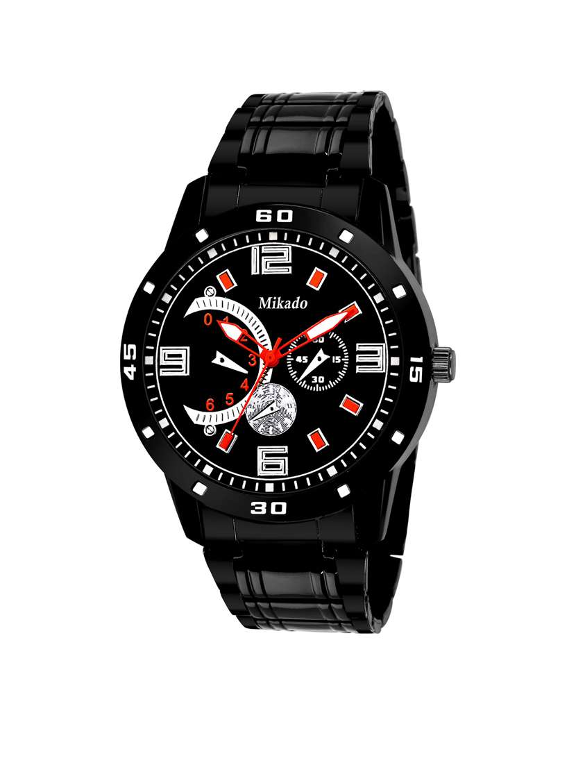 stylish black high quality metal chain analog watch for boy's and men's