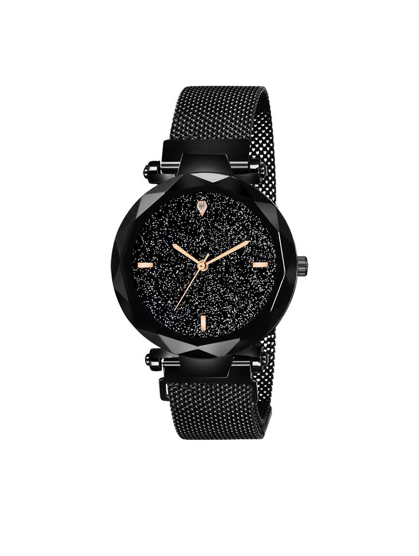 black analog watch for women