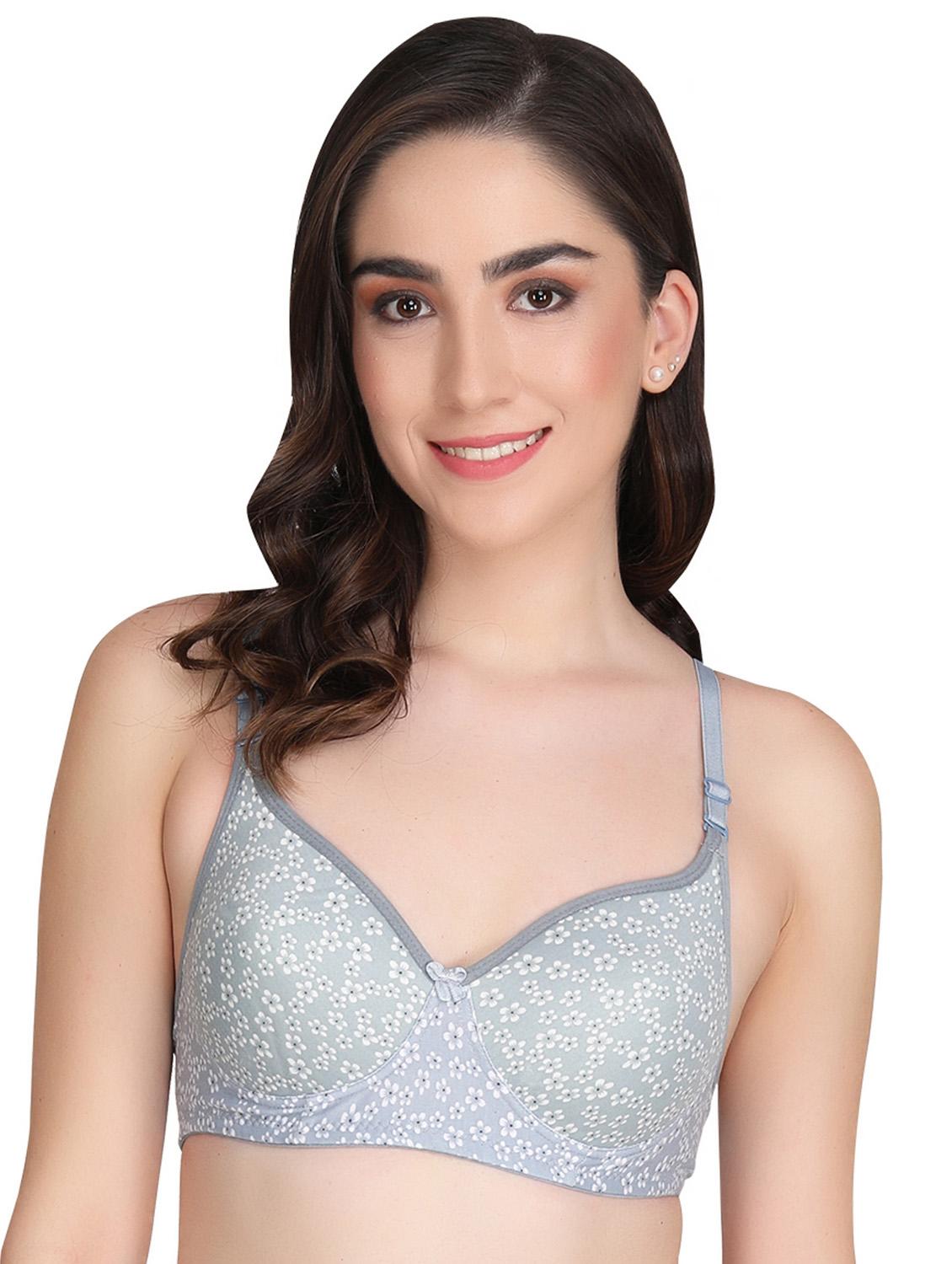 grey printed t-shirt bra