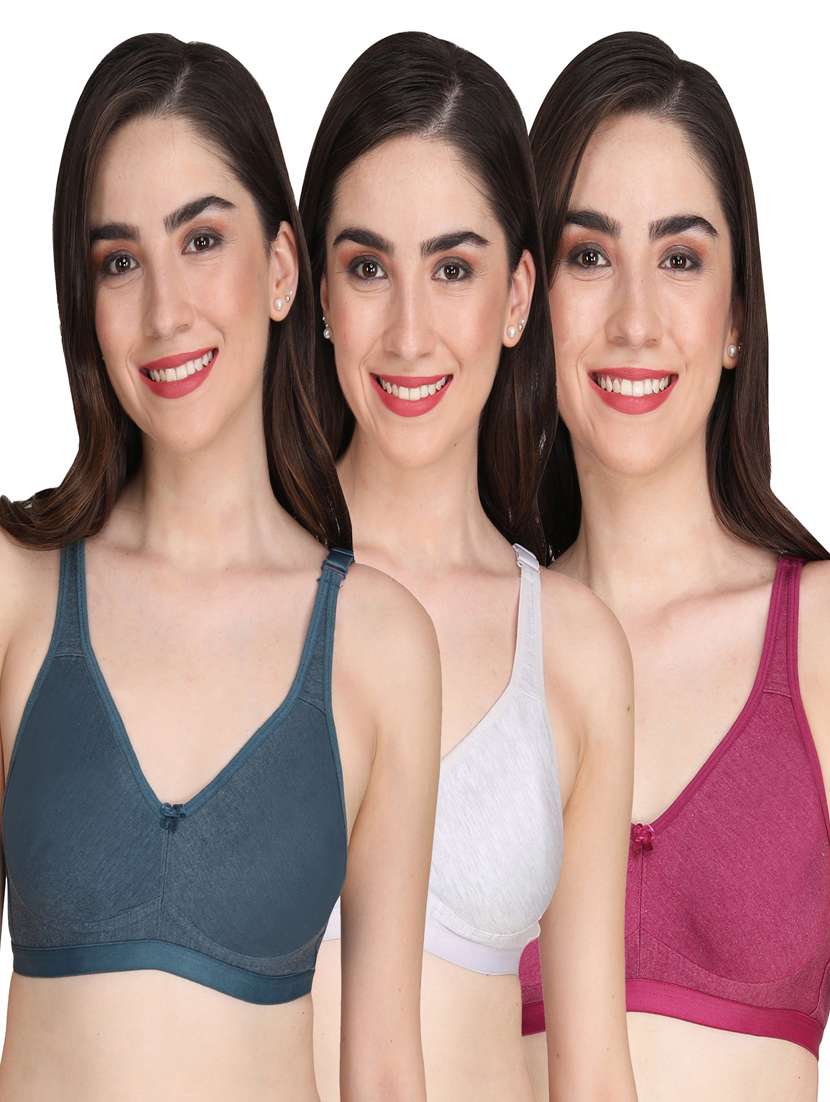 pack of 3 solid multi colored minimizer bra