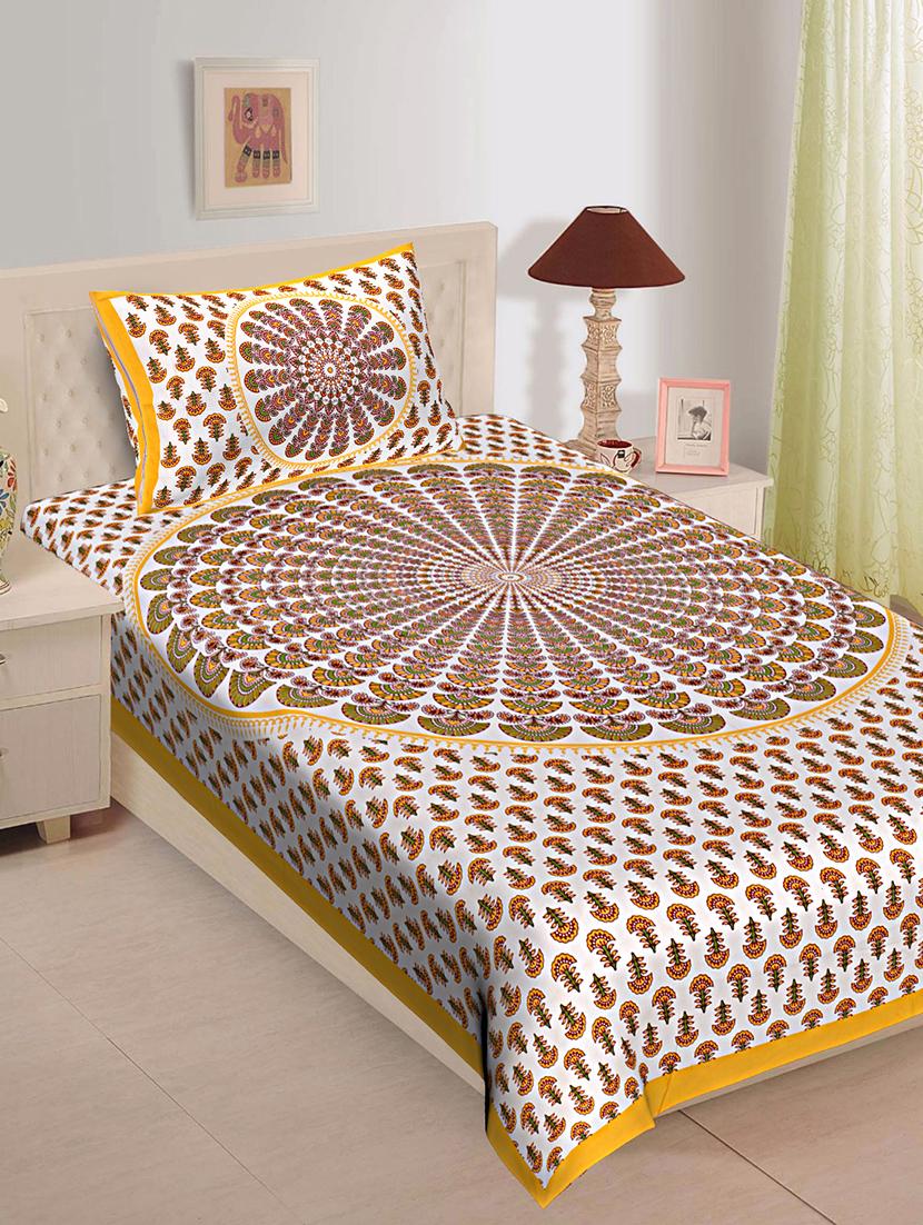 uniqchoice printed double bed sheet with 2 pillow cover - 18691677 -  Zoom Image - 0