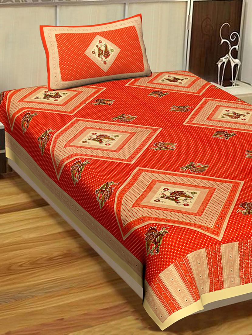 uniqchoice printed double bed sheet with 2 pillow cover - 18691681 -  Zoom Image - 0