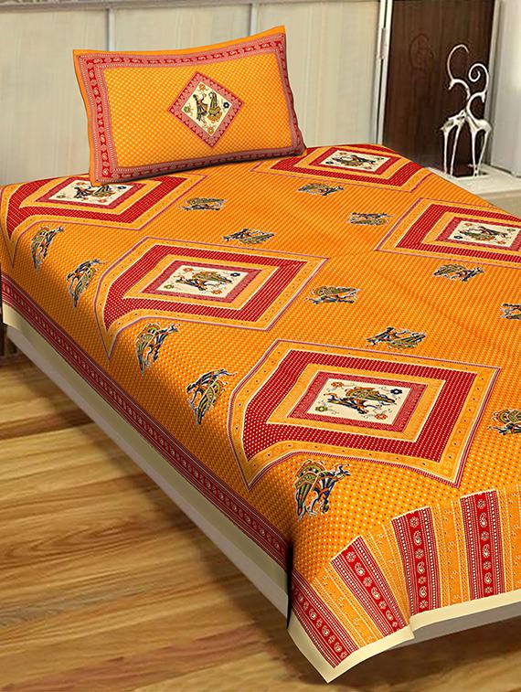 uniqchoice printed double bed sheet with 2 pillow cover - 18691682 -  Zoom Image - 0