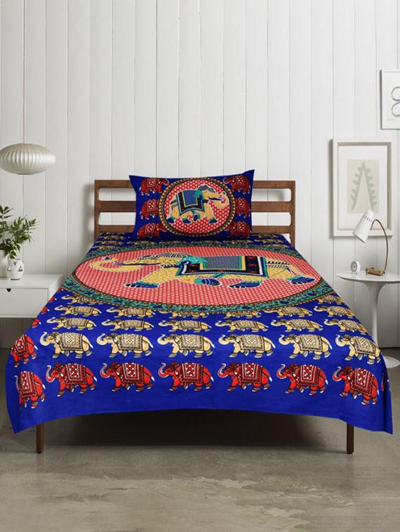 uniqchoice printed double bed sheet with 2 pillow cover - 18691691 -  Zoom Image - 0