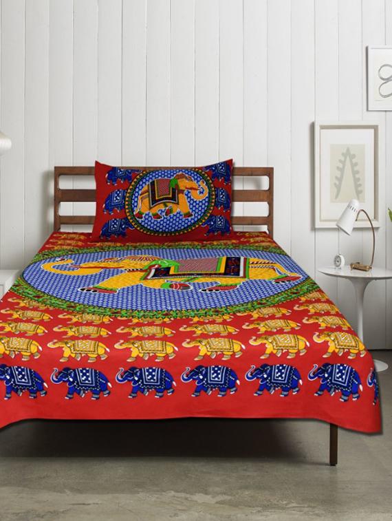 uniqchoice printed double bed sheet with 2 pillow cover - 18691693 -  Zoom Image - 0
