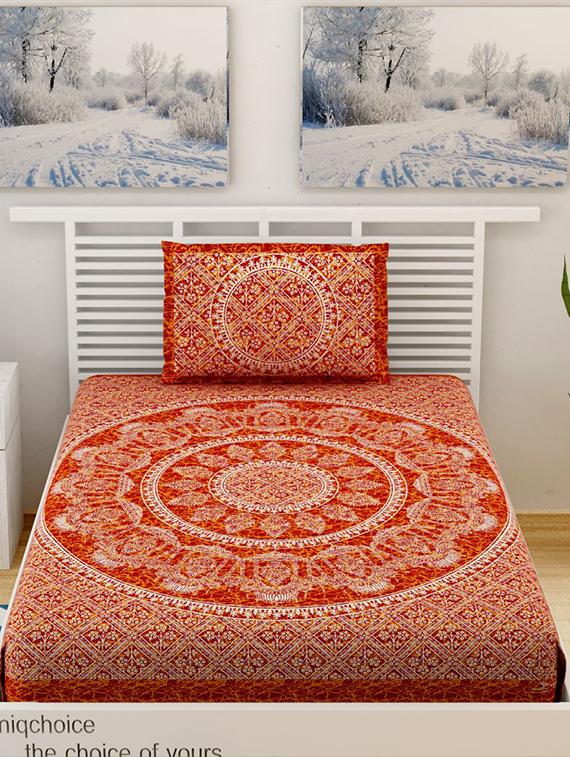 uniqchoice printed double bed sheet with 2 pillow cover - 18691696 - Zoom Image - 0