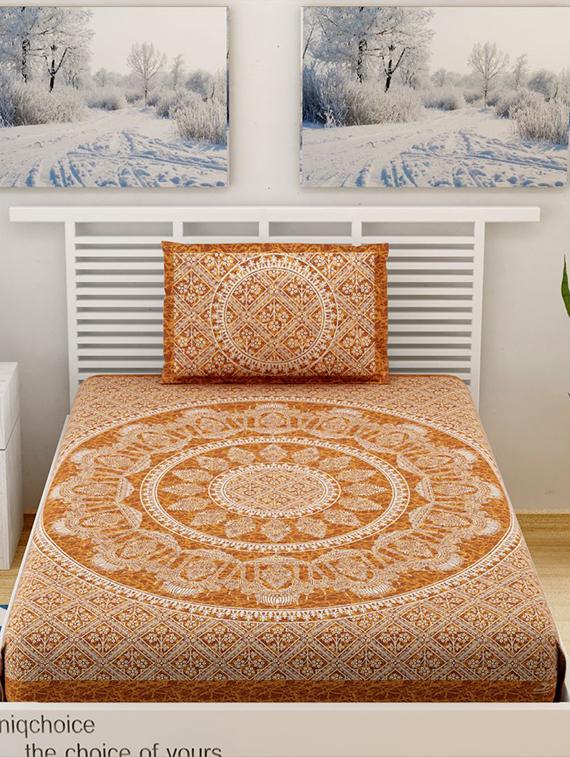 uniqchoice printed double bed sheet with 2 pillow cover - 18691697 - Zoom Image - 0